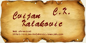 Cvijan Kalaković vizit kartica
